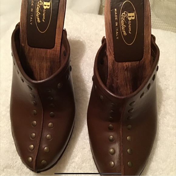 Studded Leather Heeled Clogs - Picture 7 of 11